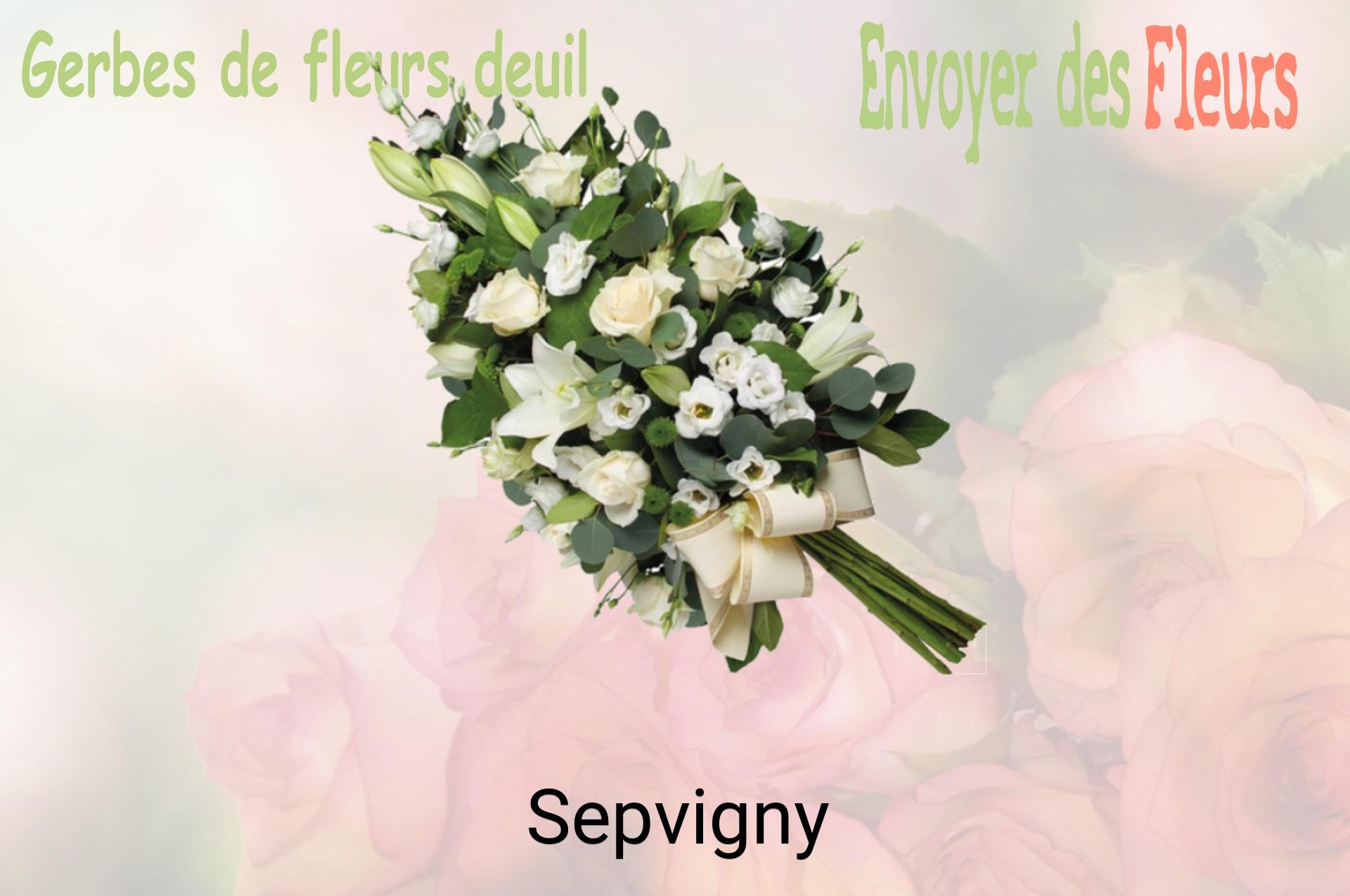 Gerbe de fleurs de deuil livrée à Sepvigny